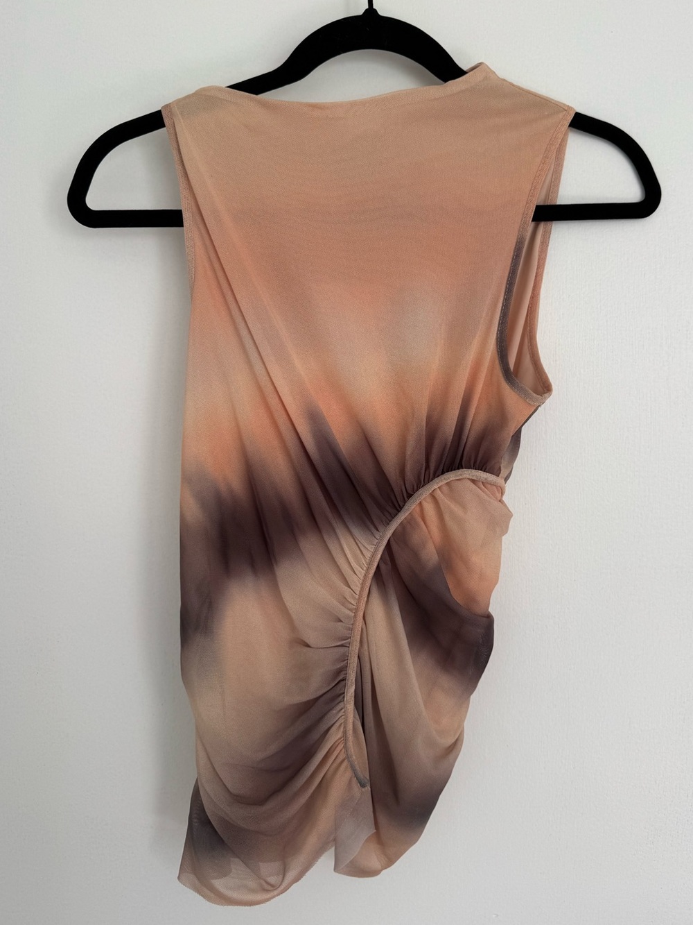 Zara Peach and Brown Ombre Ruched Tank Top
